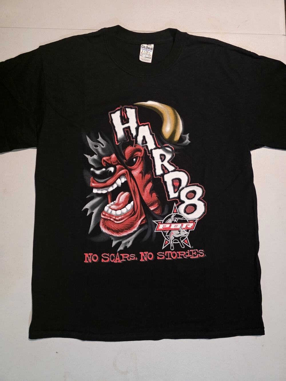 VTG Y2K PBR Professional Bull Riders Hard 8 No Scars No Stories T Shirt Rodeo -L
